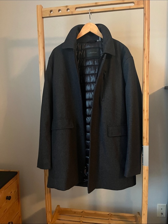 Calvin Klein Other - Calvin Klein Black Men's Wool-Blend Pea Coat with Quilted Liner